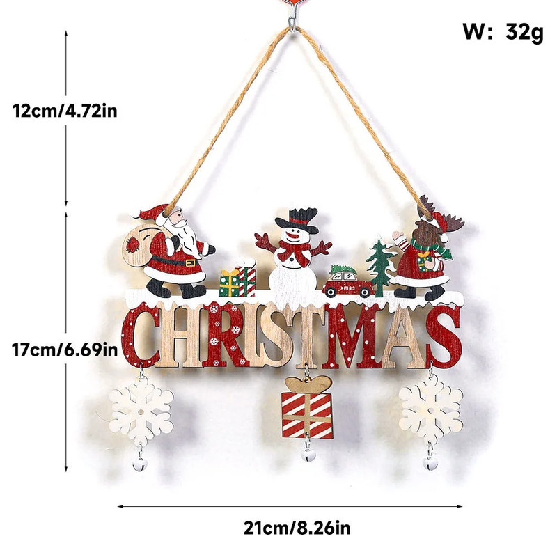 Merry Christmas Decor Xmas Tree Wall Ornament Natal Navidad Christmas Hanging Pendant Wooden Crafts 6