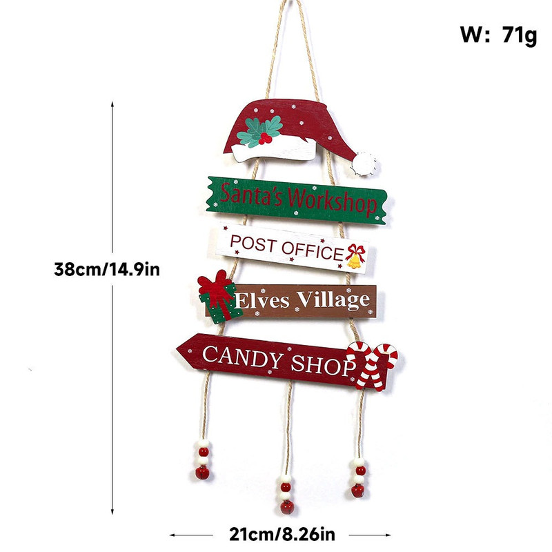 Merry Christmas Decor Xmas Tree Wall Ornament Natal Navidad Christmas Hanging Pendant Wooden Crafts 12