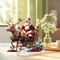 Acrylic Santa Claus Reindeer Sled Decoration Tabletop Christmas Ornament With Base Xmas Navidad Par 2
