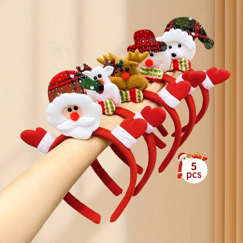 Christmas Headbands Santa Claus Hairband Set Festive Xmas Headbands For Party Favors And Holiday Su 5