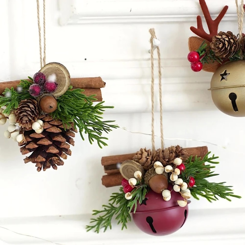 Mixed Pendant Christmas Tree Christmas Bell Antlers Bow Pinecone Bell Showcase Car Hanging Decorati 4