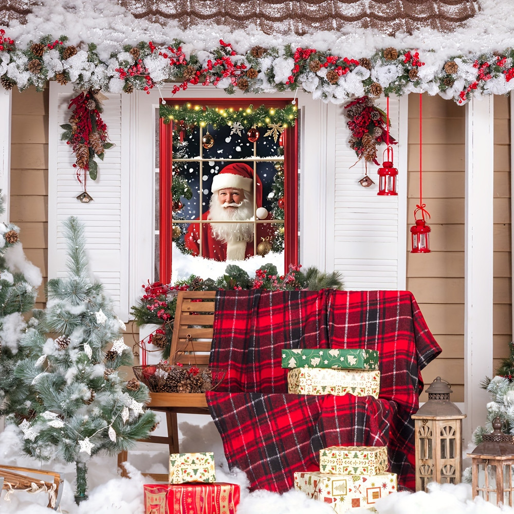 Christmas Snowman Door Cover, Christmas Decoration Christmas Santa Claus Window Cover, Decoration Xmas Curtain Hanging