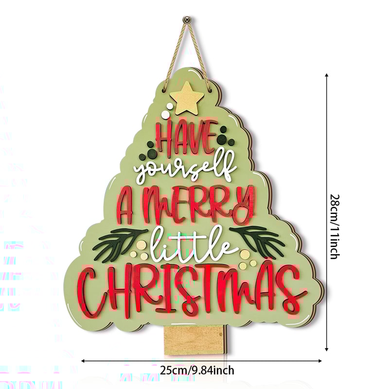 Rustic Hanging Decor For Xmas Tree Christmas Decorations Wooden Tree Bell 4