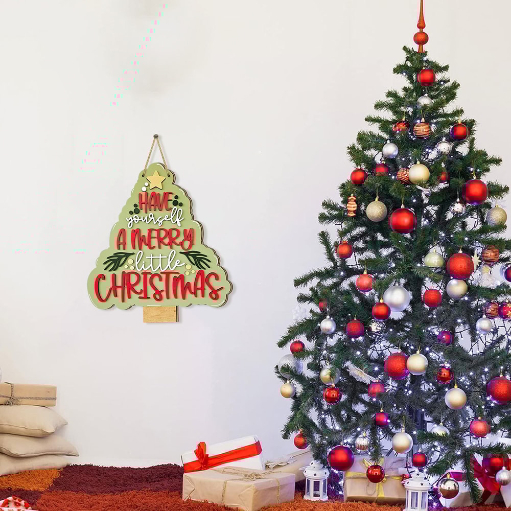 Rustic Hanging Decor For Xmas Tree Christmas Decorations Wooden Tree Bell 3