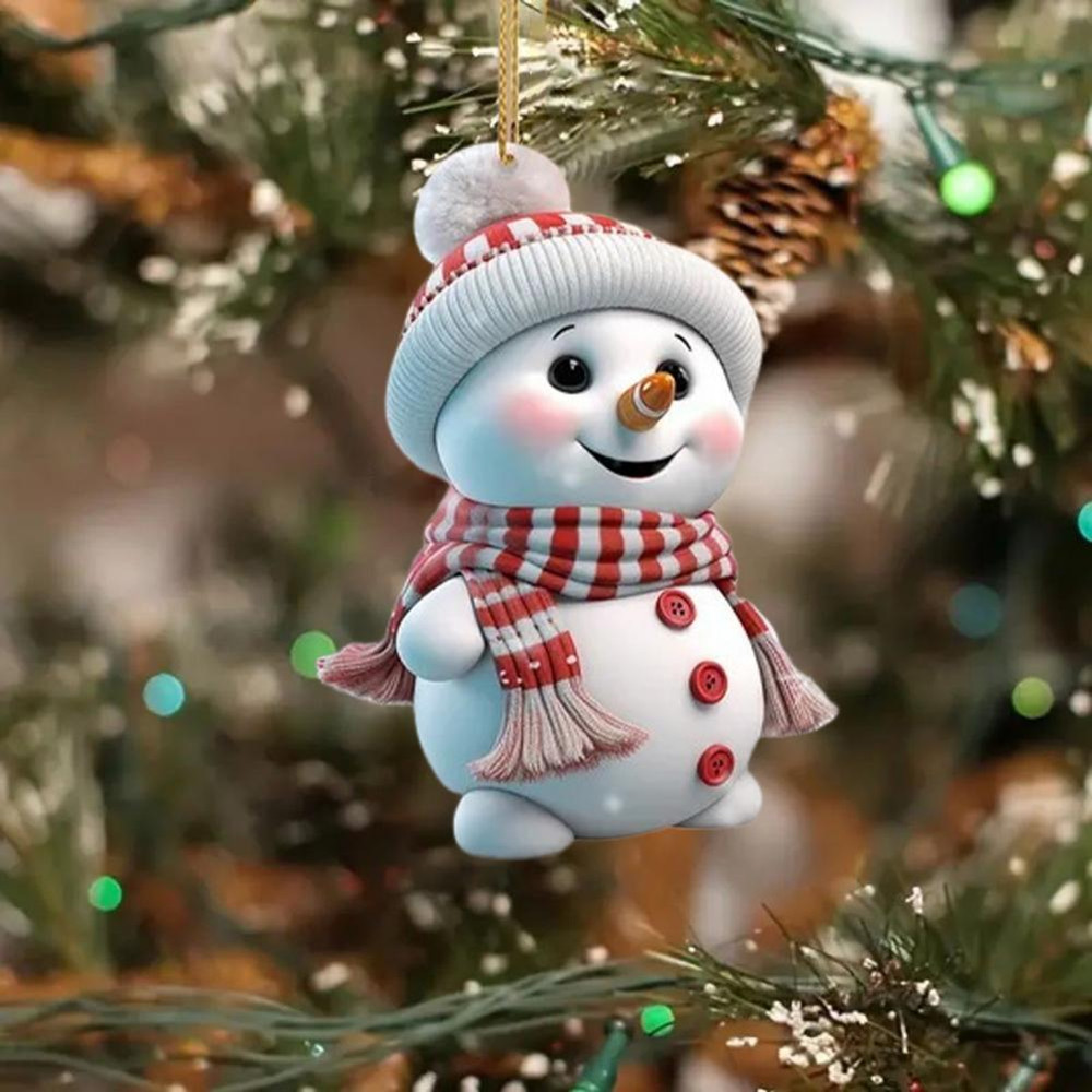 Acrylic Cartoon Snowman Hanging Ornaments Christmas Snowman Pendant Holiday Christmas Tree Hanging  2