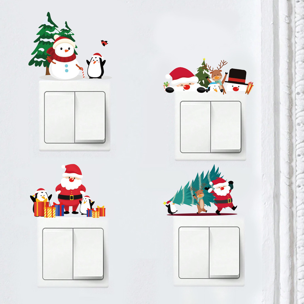 Graffiti Sticker Xmas New Year Gift Christmas Wall Switch Decor Sticker Christmas Decor For Home Sa 2
