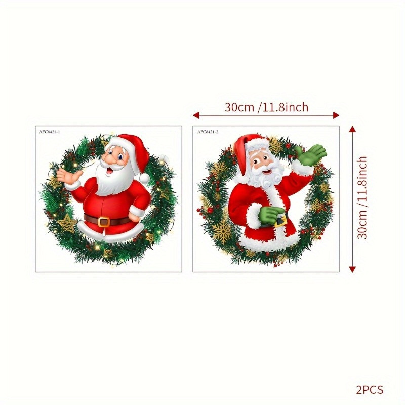 Holiday Party Decorations, Santa Claus Christmas Window Stickers, PVC Material, For Home Windows, Easy to Apply
