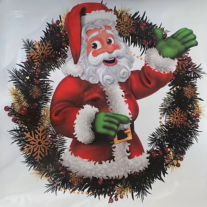 Holiday Party Decorations, Santa Claus Christmas Window Stickers, PVC Material, For Home Windows, Easy to Apply