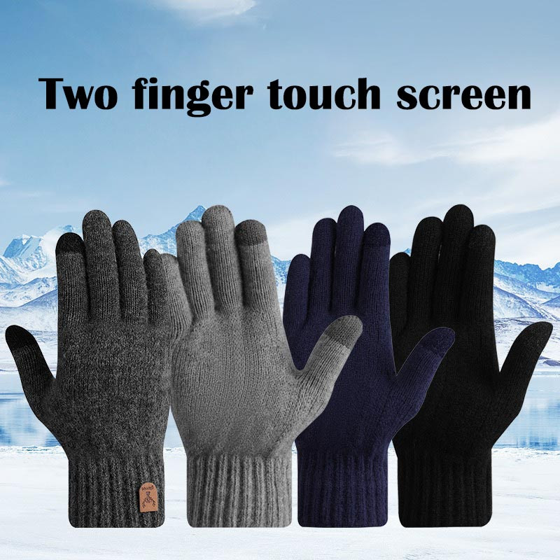 New Mens Warm Gloves for Winter, Touch Screen, Plus Velvet, Thickened Cold Proof, Warm Wool Knitted Gloves