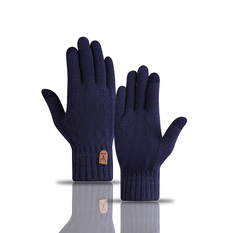 New Mens Warm Gloves for Winter, Touch Screen, Plus Velvet, Thickened Cold Proof, Warm Wool Knitted Gloves