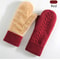 Knitted Winter Gloves, Double Layer Velvet, Thick Warm Finger Gloves, Cozy Thermal Cover