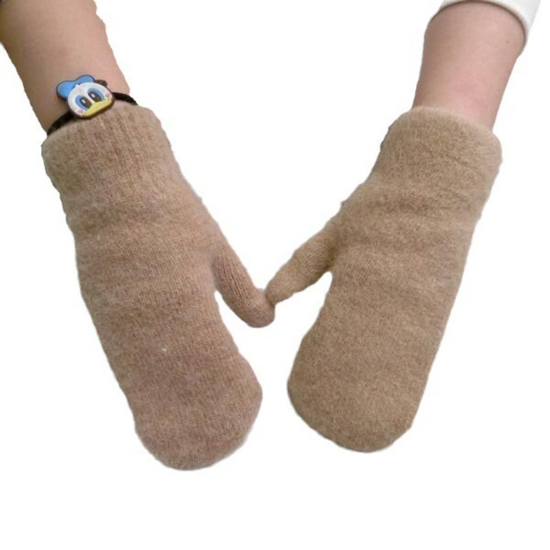 Gloves Women Winter, Plus Velvet Thick, Warm Cold-Proof Cycling Gloves, Cute Ladies Finger-Wrapped Design