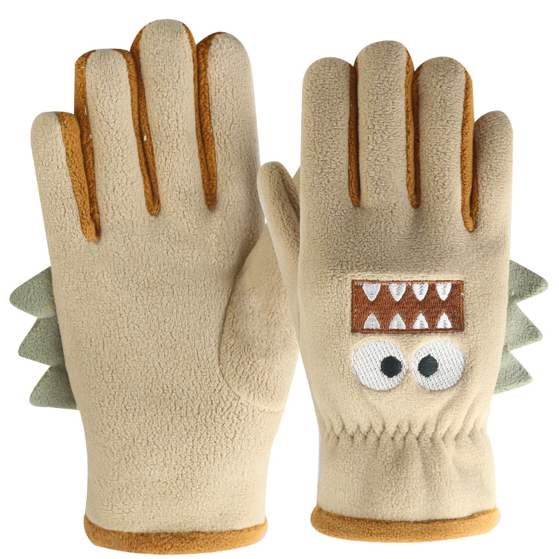 Children Cycling Gloves, Cute Cartoon Warm Gloves, Autumn Winter Polar Fleece, Windproof Soft Outdoor Kids Gloves
