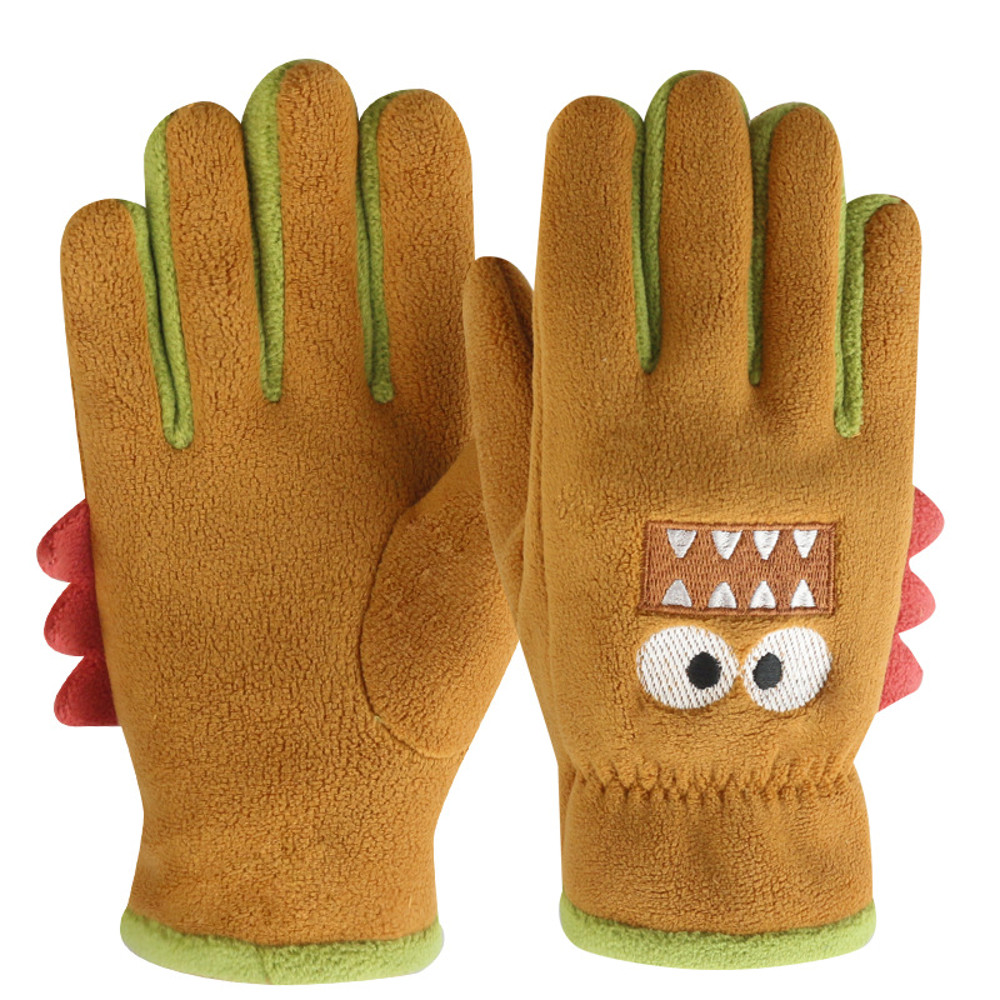 Children Cycling Gloves, Cute Cartoon Warm Gloves, Autumn Winter Polar Fleece, Windproof Soft Outdoor Kids Gloves