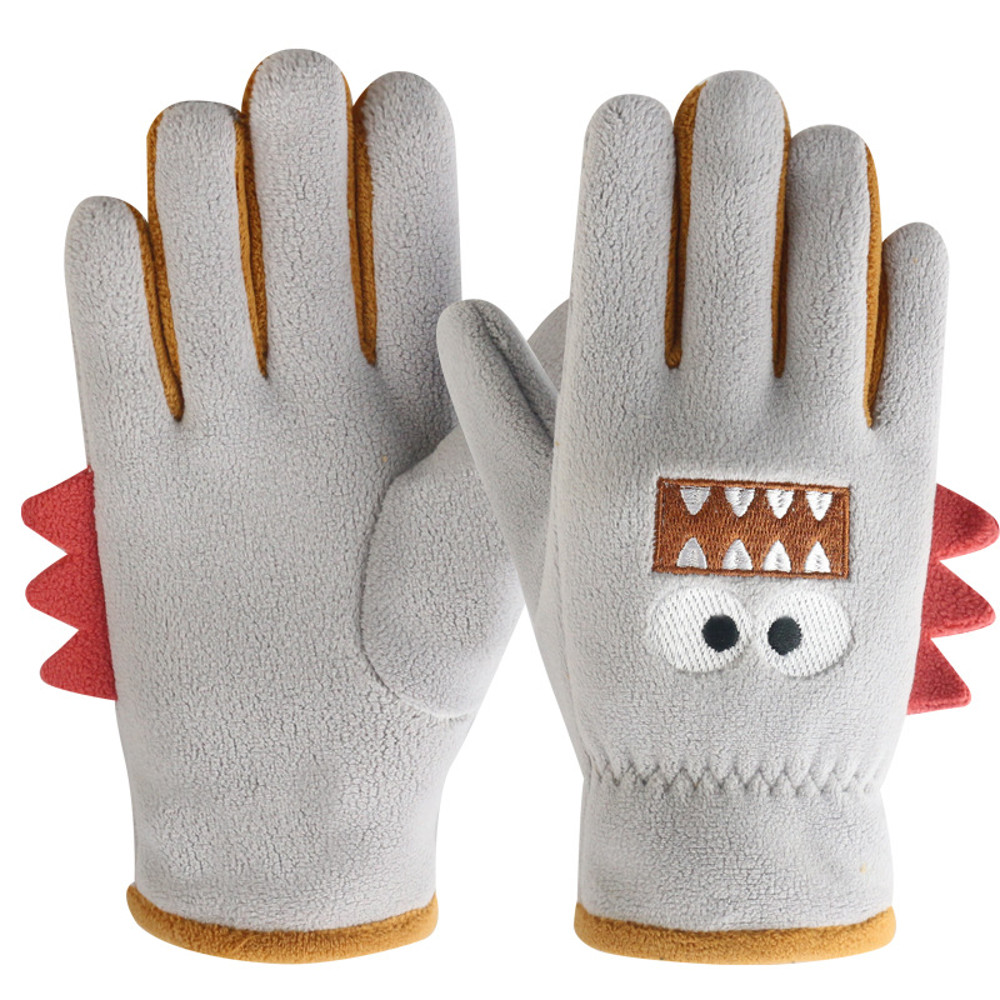 Children Cycling Gloves, Cute Cartoon Warm Gloves, Autumn Winter Polar Fleece, Windproof Soft Outdoor Kids Gloves