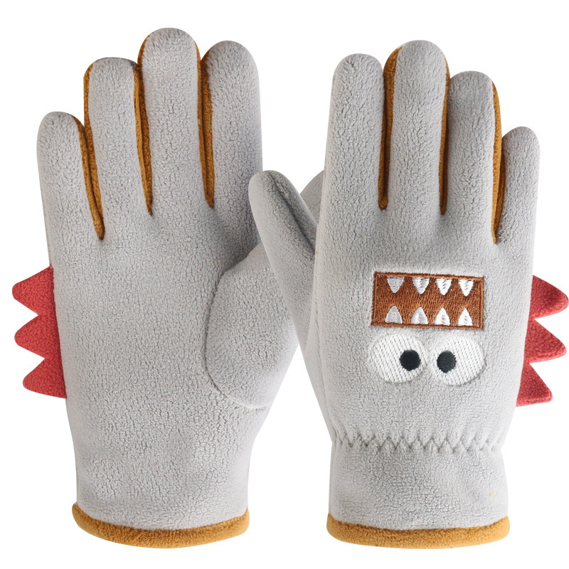 Children Cycling Gloves, Cute Cartoon Warm Gloves, Autumn Winter Polar Fleece, Windproof Soft Outdoor Kids Gloves