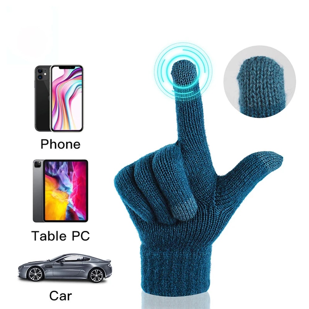 Thermal Touchscreen Gloves for Men, Women, Winter Warm Knitted, Windproof Thick Fleece Lined Cycling Riding Gloves