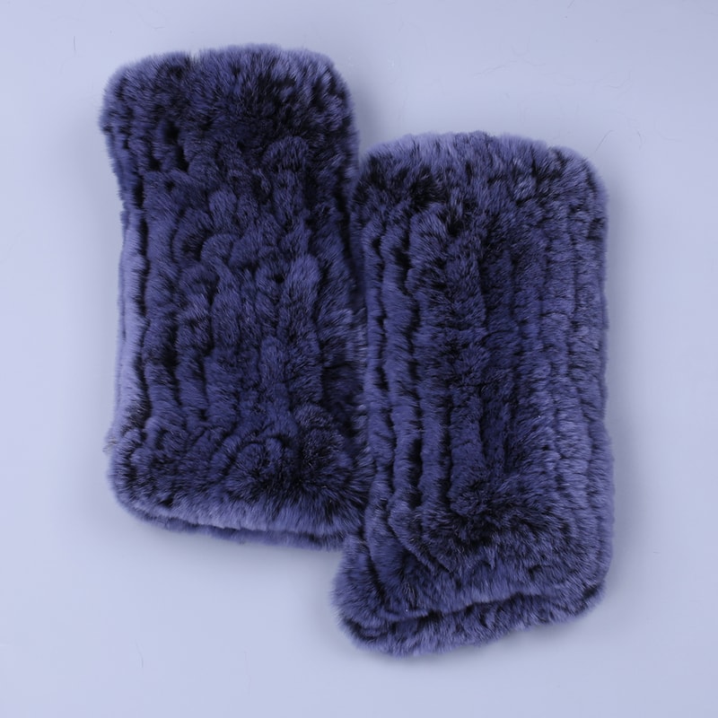 Fashion Real Rex Rabbit Fur Gloves, Womens Winter Finger less Mittens, Genuine Fur Wrist Warmers