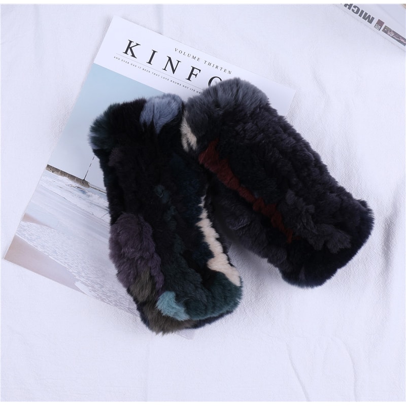 Fashion Real Rex Rabbit Fur Gloves, Womens Winter Finger less Mittens, Genuine Fur Wrist Warmers