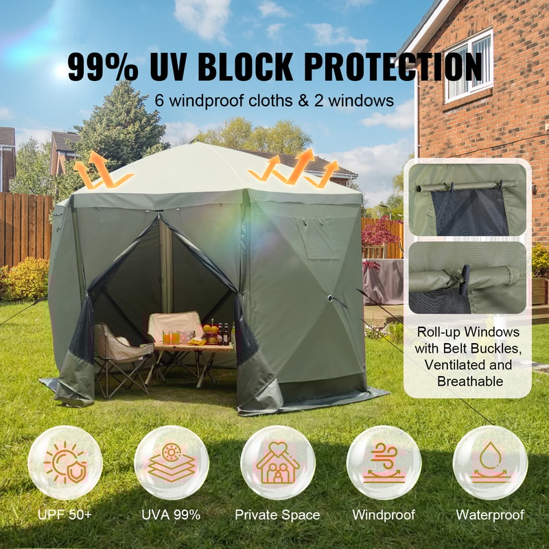 Pop Up Screen Tent Camping Gazebo Sun Shelter With Privacy Panels 5