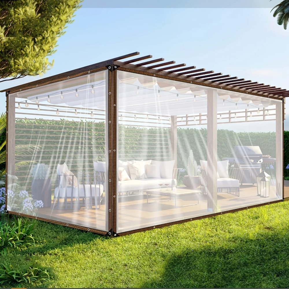 Clear Waterproof Tarp with Grommets for Patio Greenhouse and Garden Cover