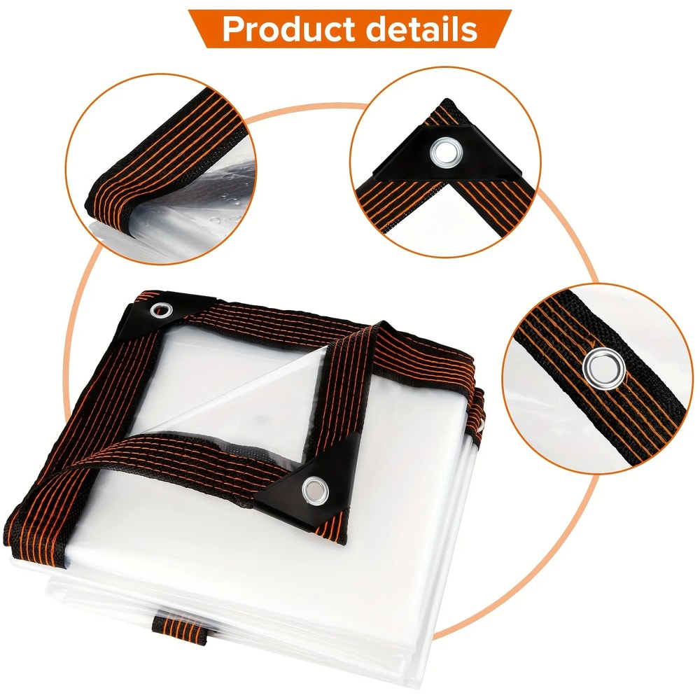 Clear Waterproof Tarp with Grommets for Patio Garden and Greenhouse Cover