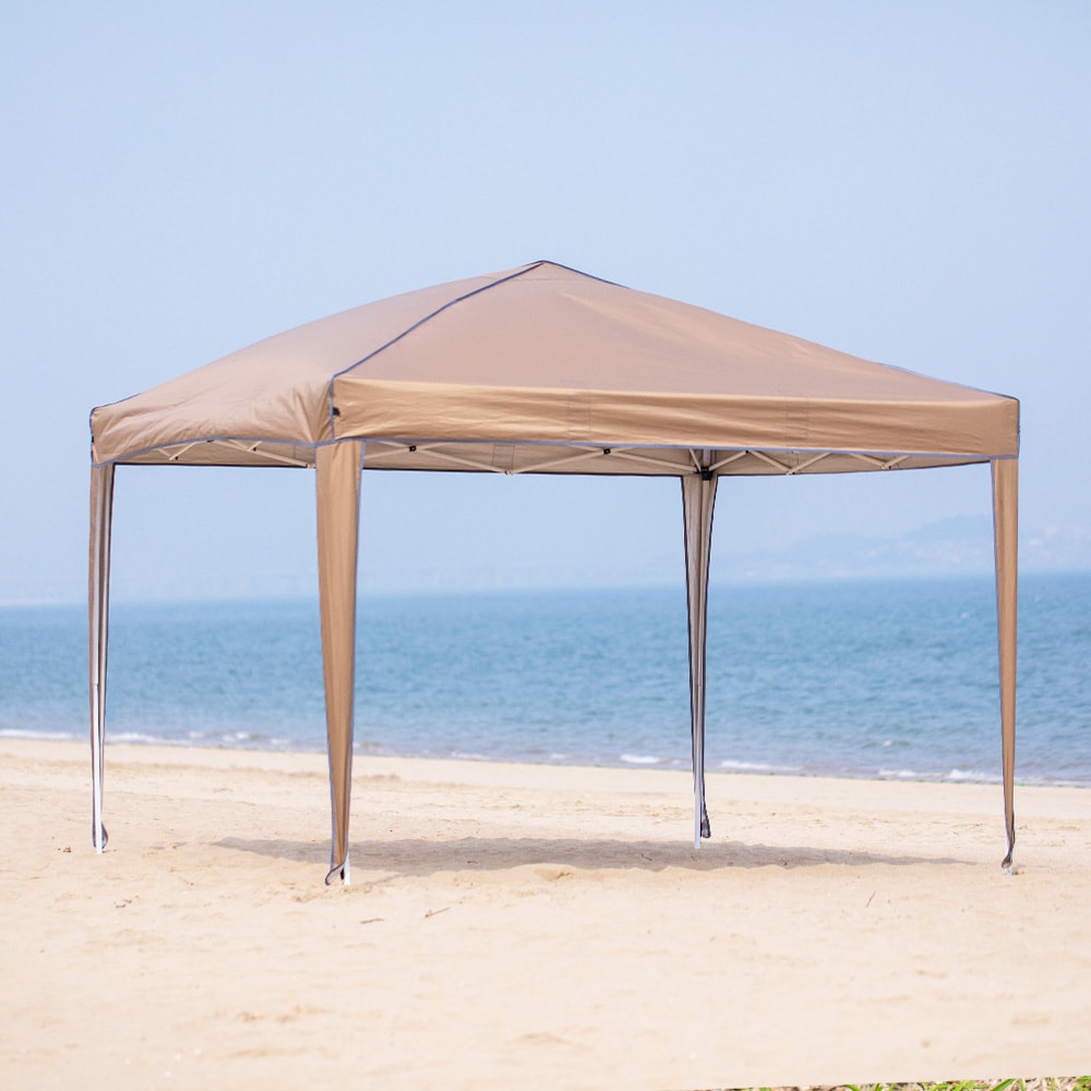 Khaki Pop Up Canopy Tent for Beach Camping and Outdoor Events