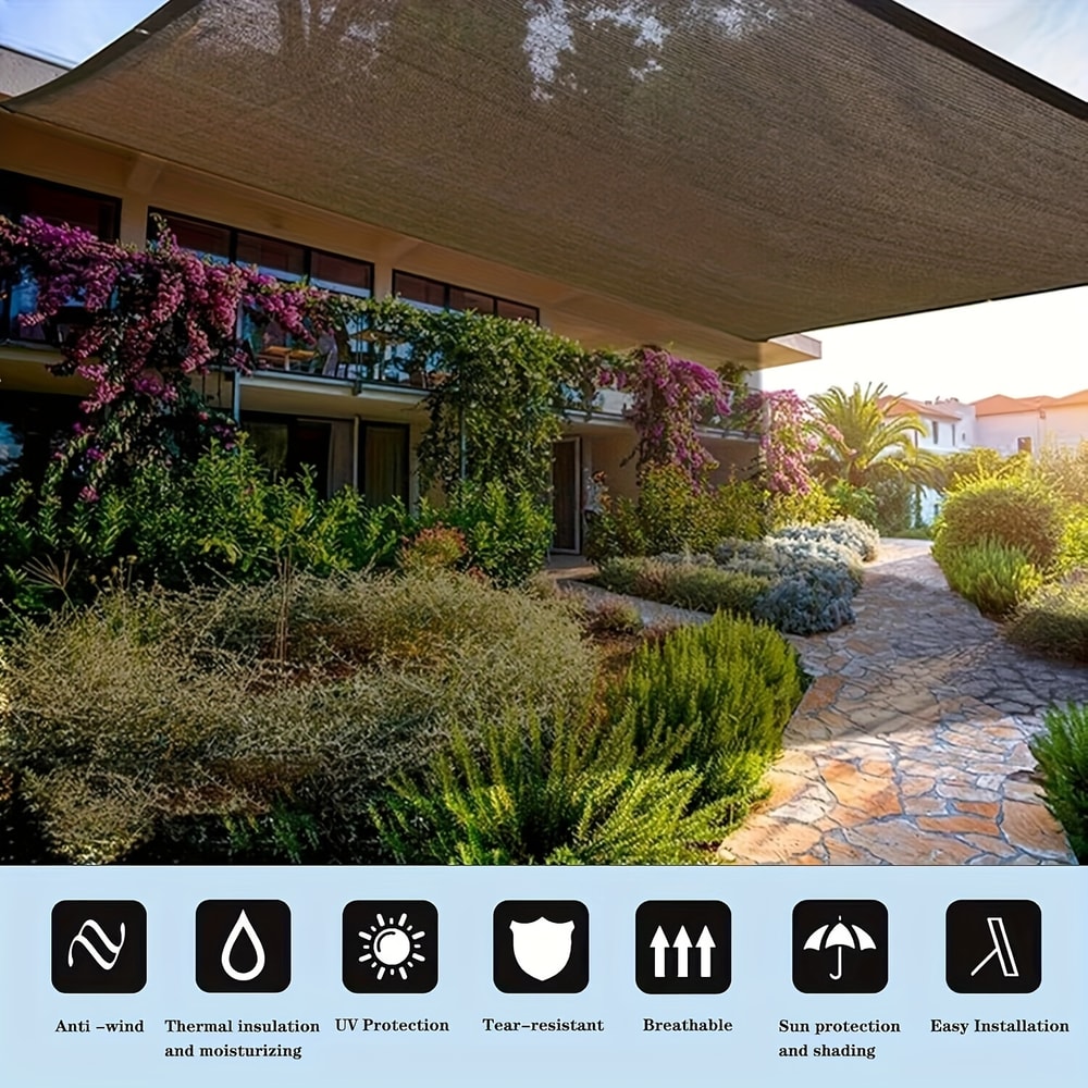 Brown Sun Shade Net Outdoor UV Protection Canopy For Patio Pool And Picnic Use 1