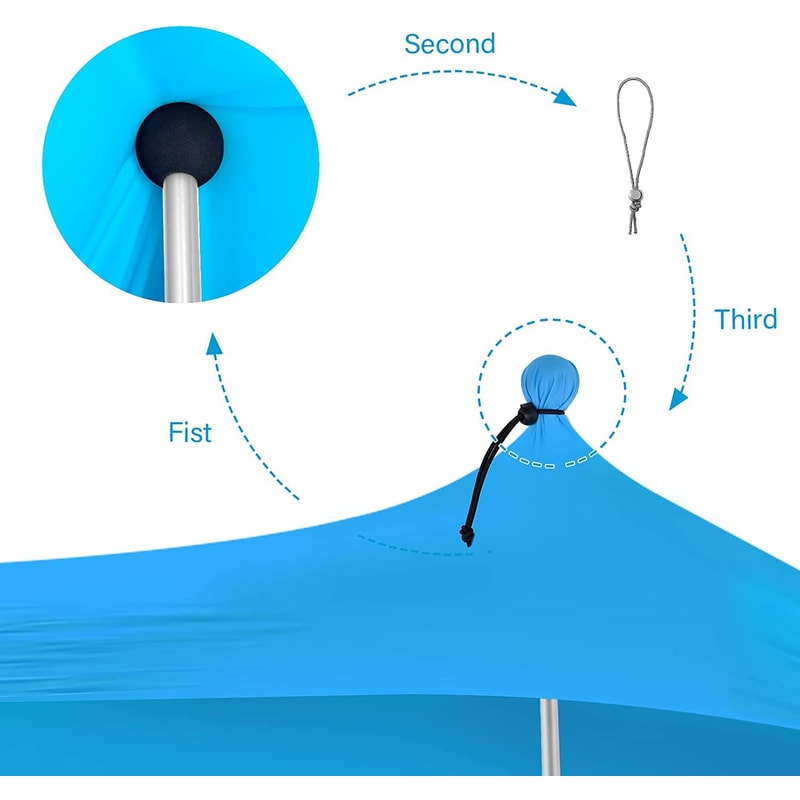 Family Beach Sun Shade Tent with Sandbags Portable Beach Awning