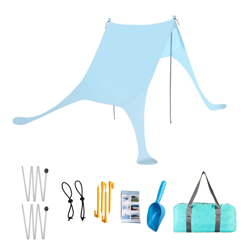 Family Beach Sun Shade Tent with Sandbags Portable Beach Awning