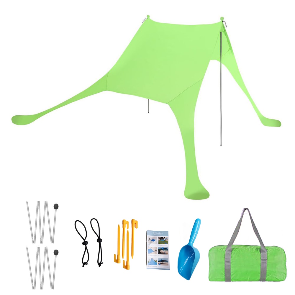 Family Beach Sun Shade Tent with Sandbags Portable Beach Awning