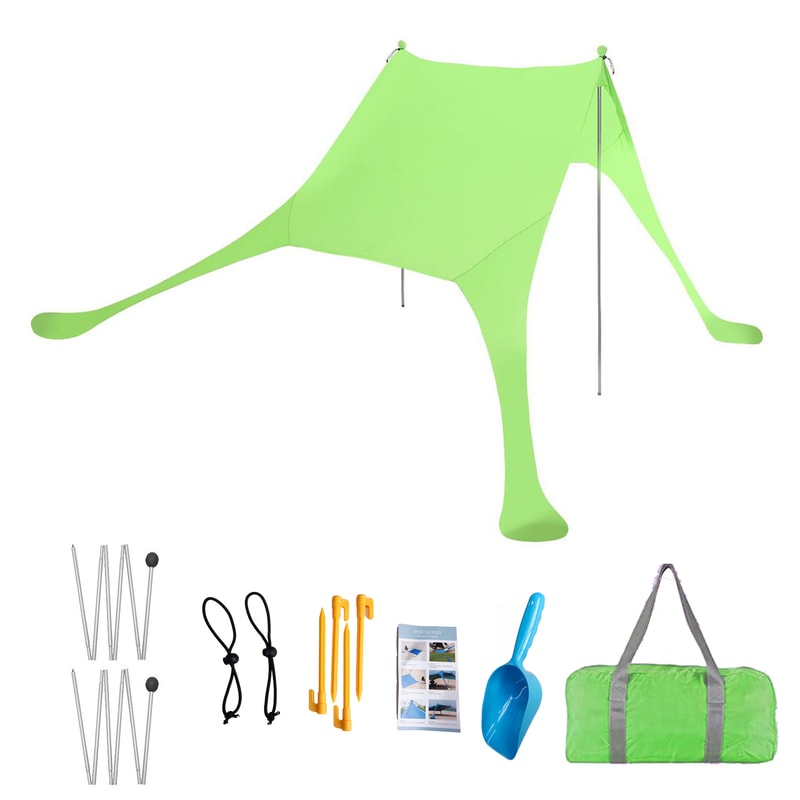 Family Beach Sun Shade Tent with Sandbags Portable Beach Awning