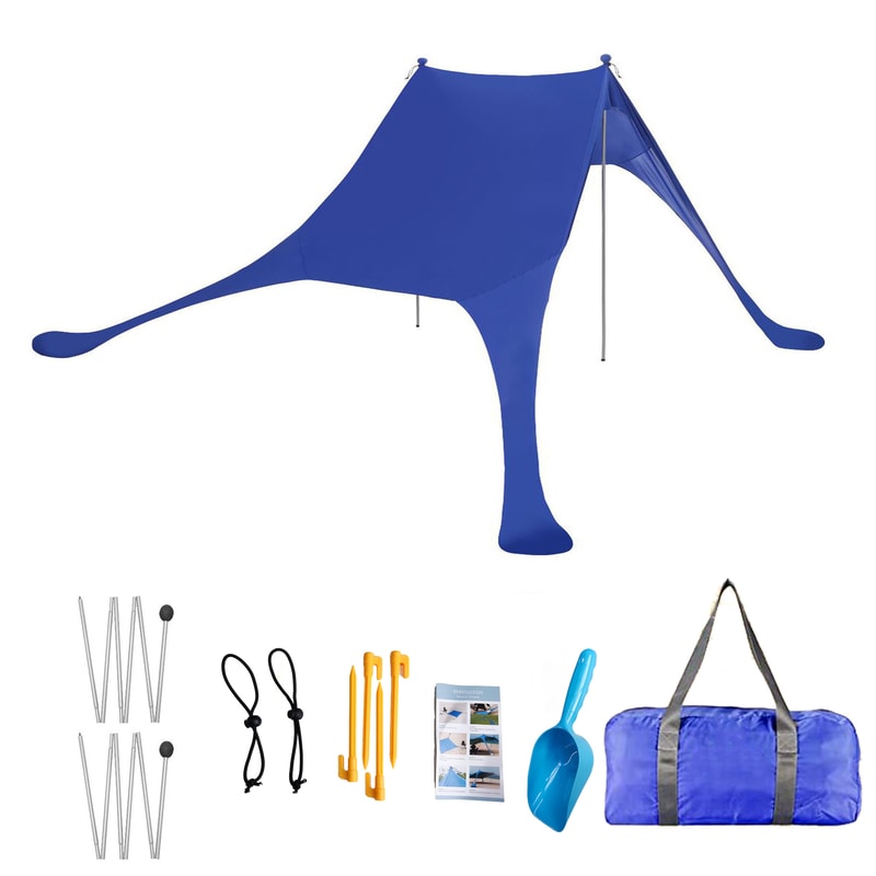 Family Beach Sun Shade Tent with Sandbags Portable Beach Awning