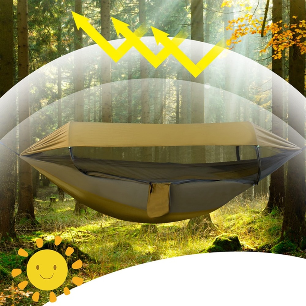 Quick Release Double Camping Hammock With Mosquito Net And Rain Fly 1