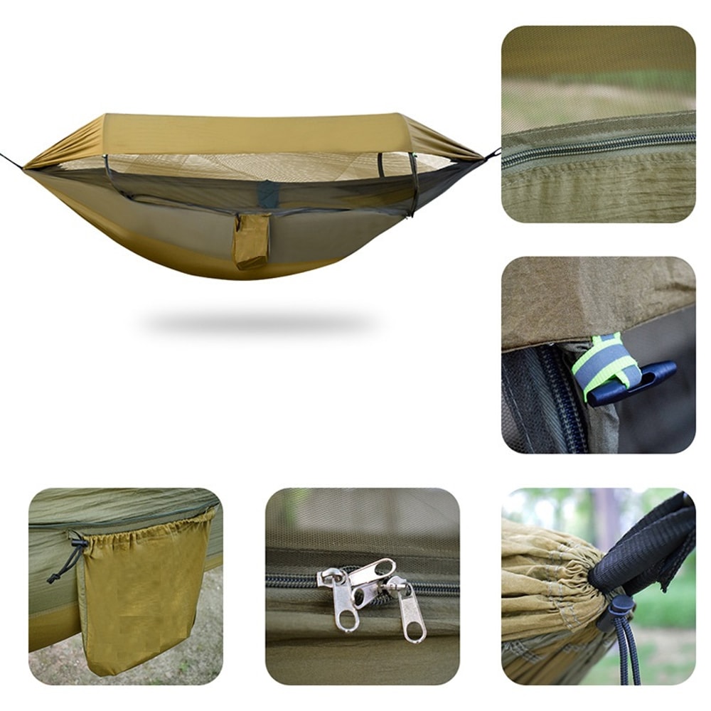 Quick Release Double Camping Hammock With Mosquito Net And Rain Fly 4