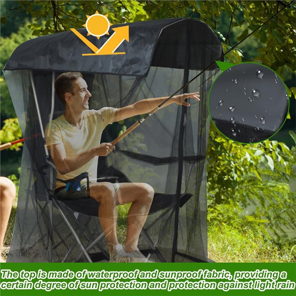 Waterproof Canopy Chair Mosquito Net Cover with Zipper for Fishing Camping Patio Chairs