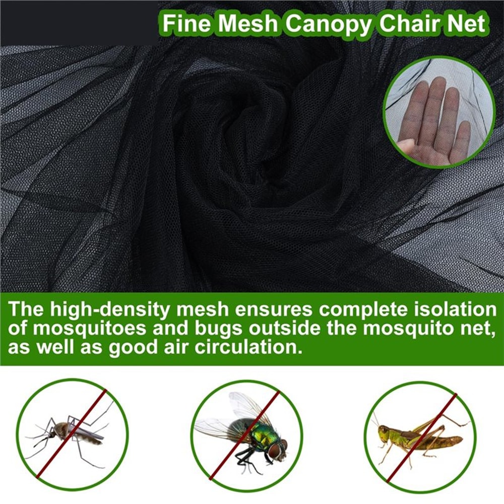 Waterproof Canopy Chair Mosquito Net Cover with Zipper for Fishing Camping Patio Chairs