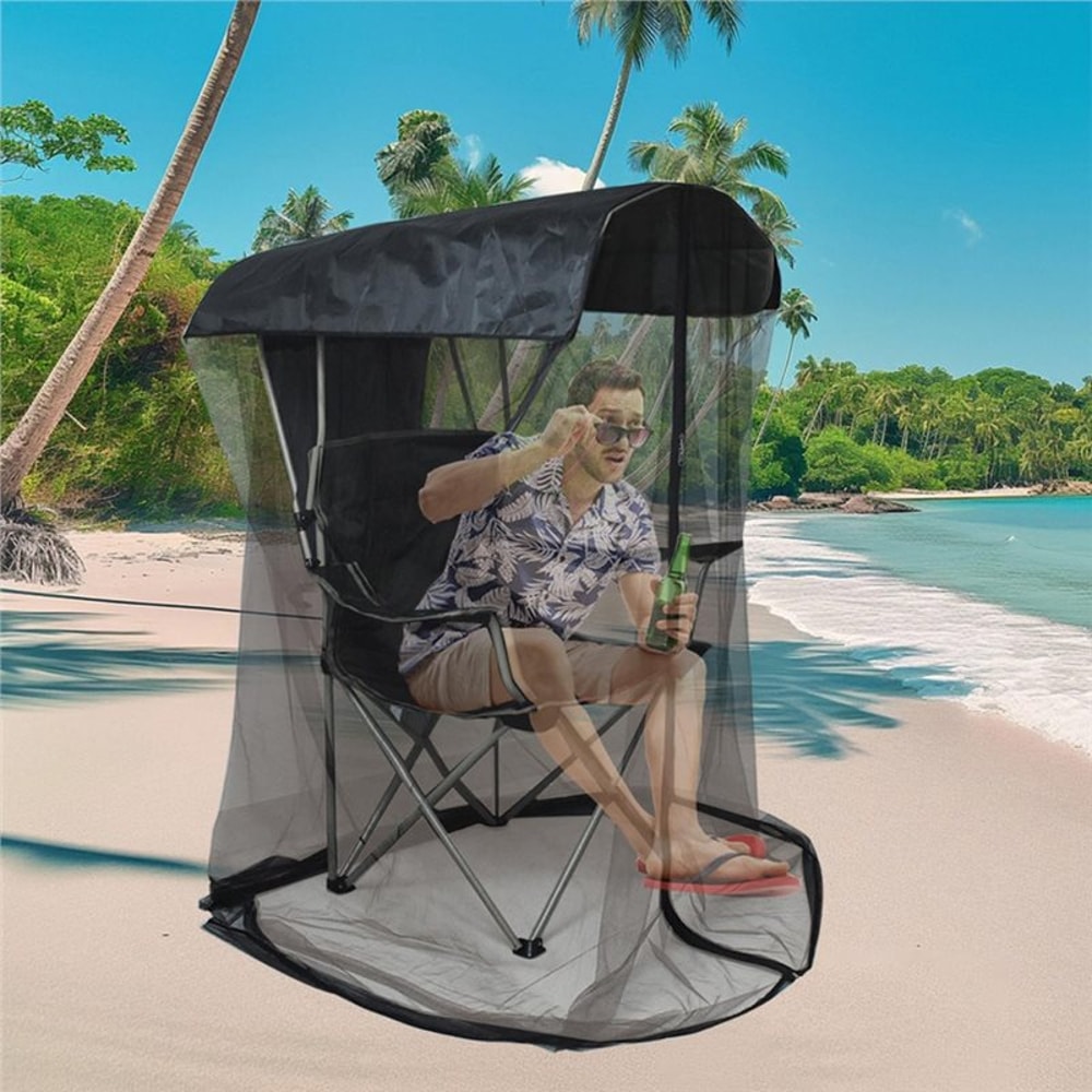 Waterproof Canopy Chair Mosquito Net Cover with Zipper for Fishing Camping Patio Chairs