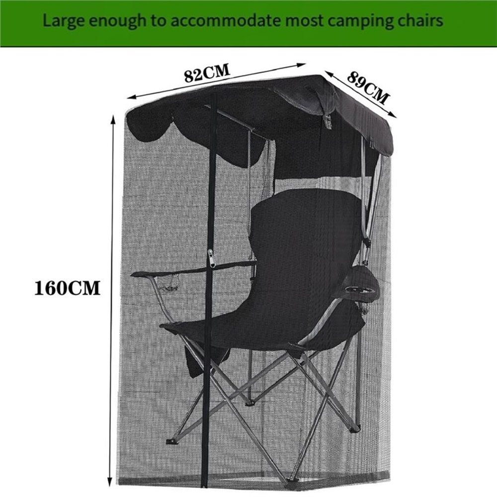 Waterproof Canopy Chair Mosquito Net Cover with Zipper for Fishing Camping Patio Chairs