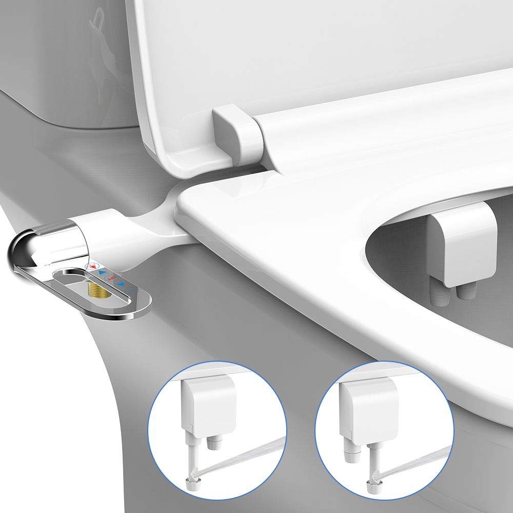 Bidet Toilet Seat New Lightweight Ultra Thin Non Electric Double Nozzle Adjustable Water Pressure E 6