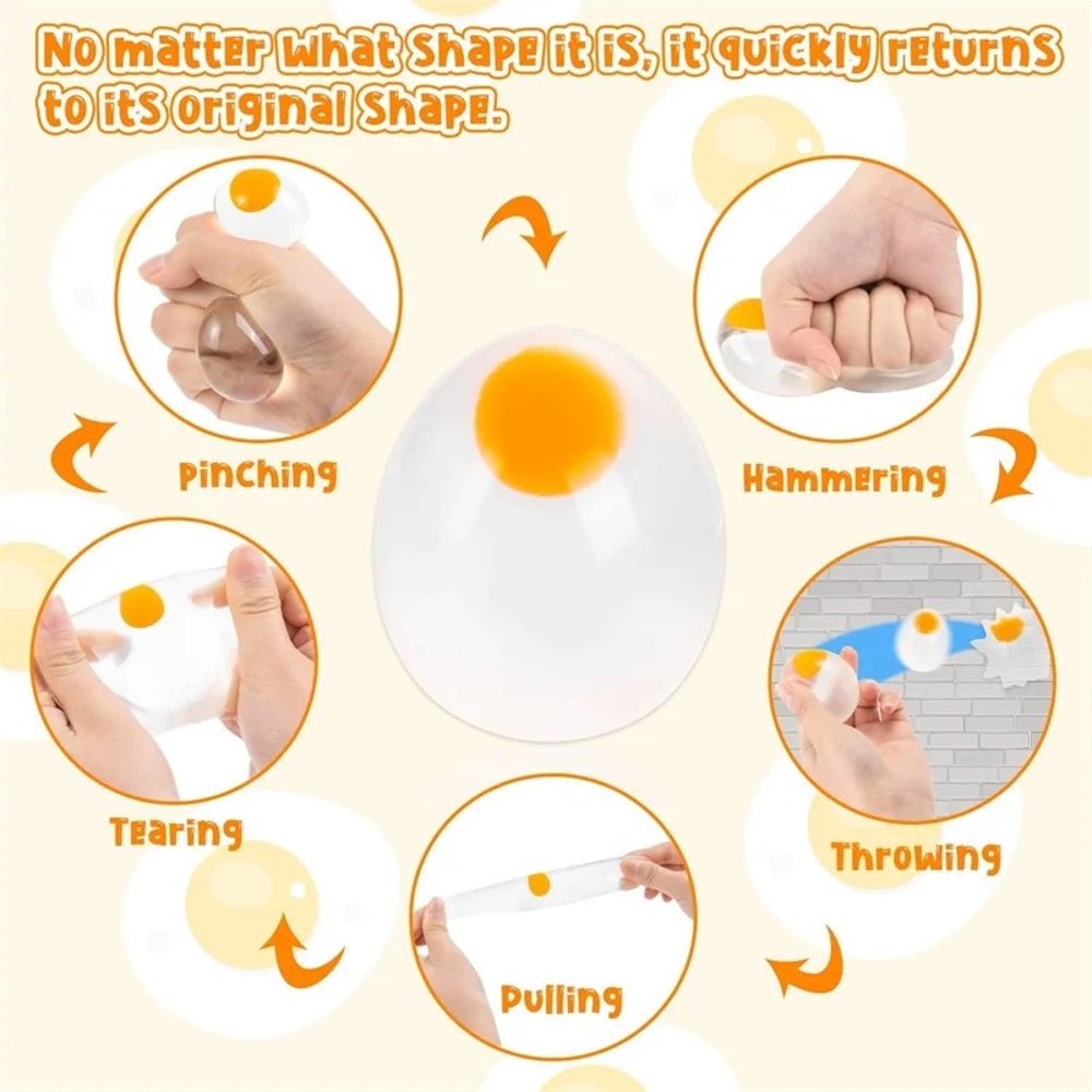 Egg Yolk Splat Ball Sensory Toy For Kids And Adults Stress Relief Squishy Fidget Ball 3