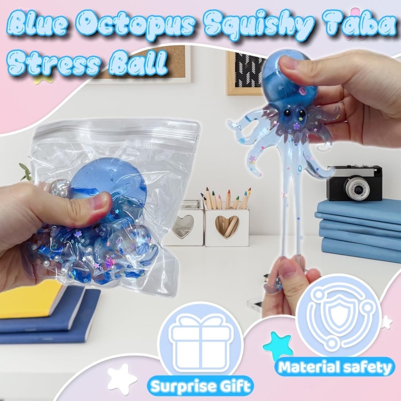 Ocean Glow Octopus Squishy Stress Ball Sensory Fidget Toy For Kids Adults 4