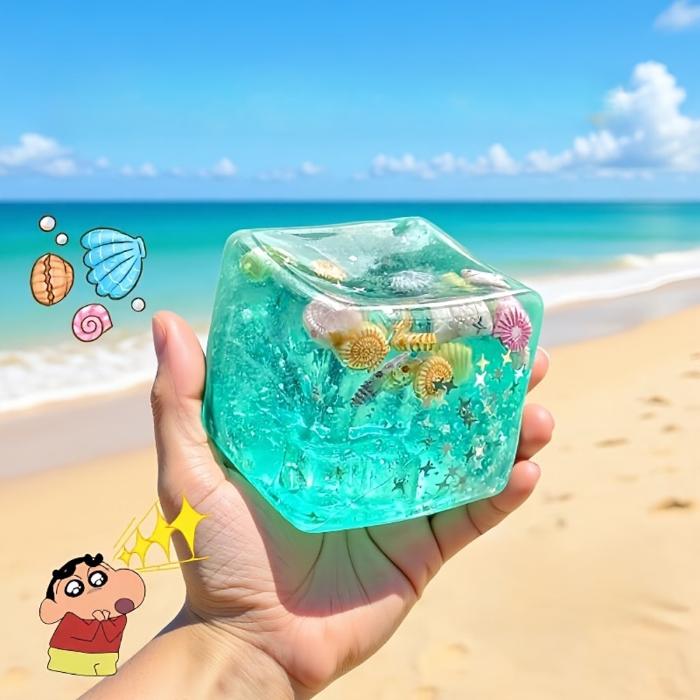 Ocean Glow Squishy Fidget Toy Transparent Maltose Stress Relief Cube 0