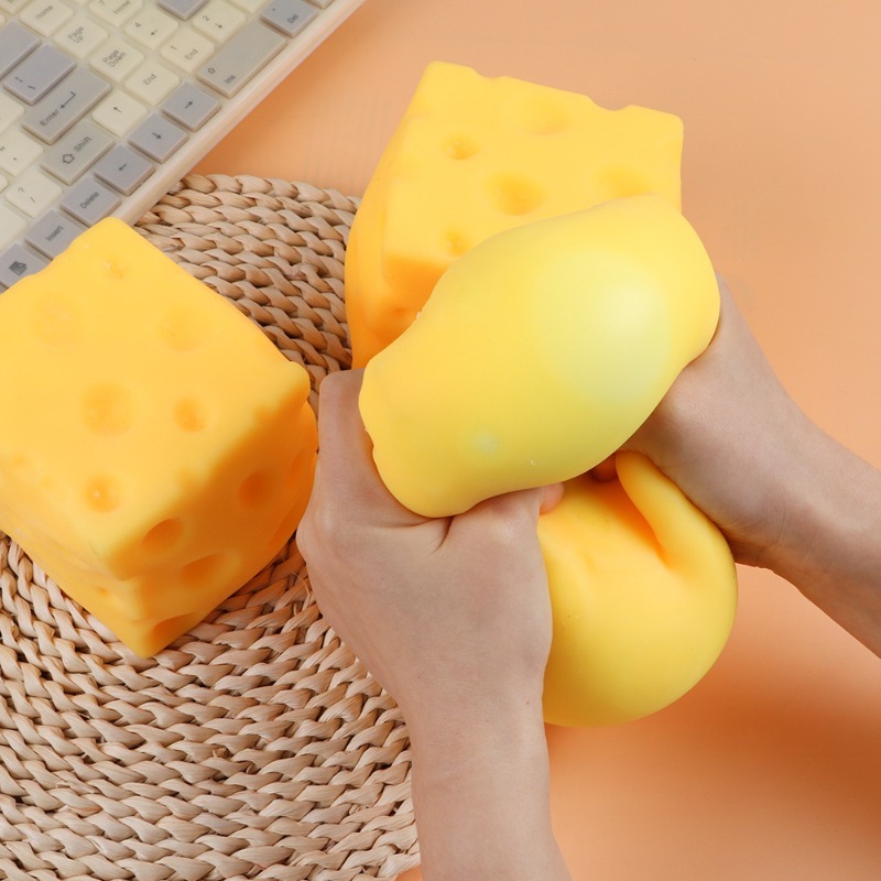 Jumbo Cheese Stress Ball Slow Rebound Fidget Toy For Anxiety Relief And Desk Fun 1