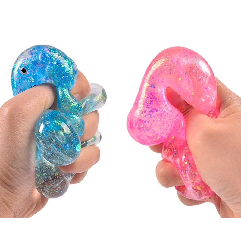 Glitter Gummy Bear Stress Relief Toy Soft Squishy Fidget Toy For Kids Adults 1