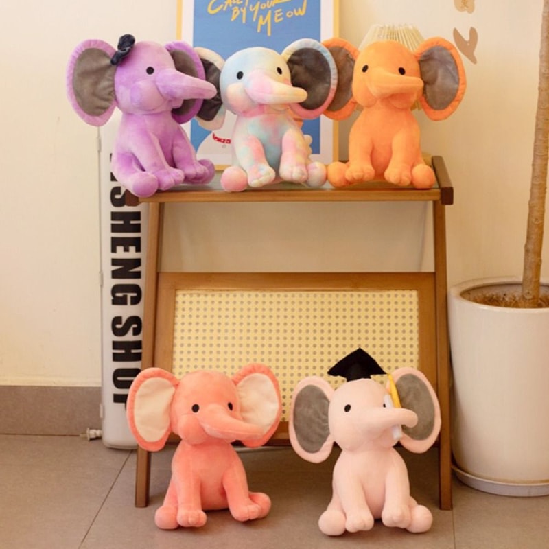 Cozy Elephant Plush Pillow Soft Kawaii Stuffed Animal Sleeping Aid for Kids & Babies