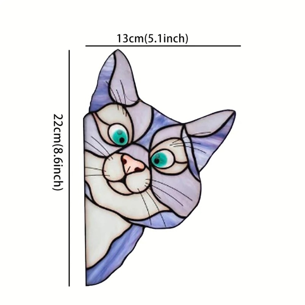 Cute Cat Peeking Window Decal Waterproof Glass Sticker for Car, Bedroom & Living Room