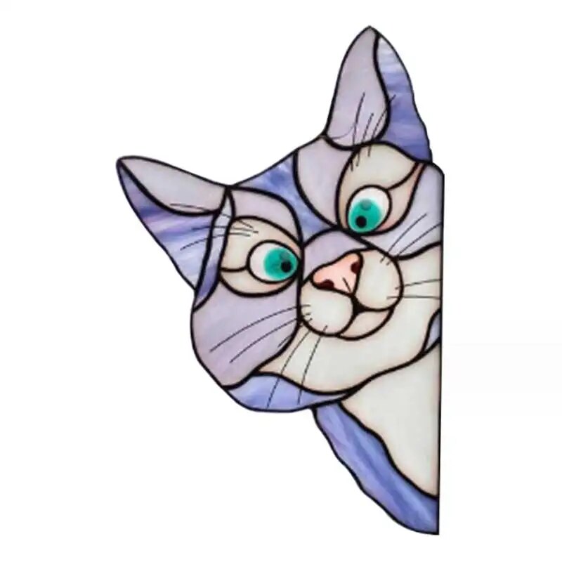 Cute Cat Peeking Window Decal Waterproof Glass Sticker for Car, Bedroom & Living Room