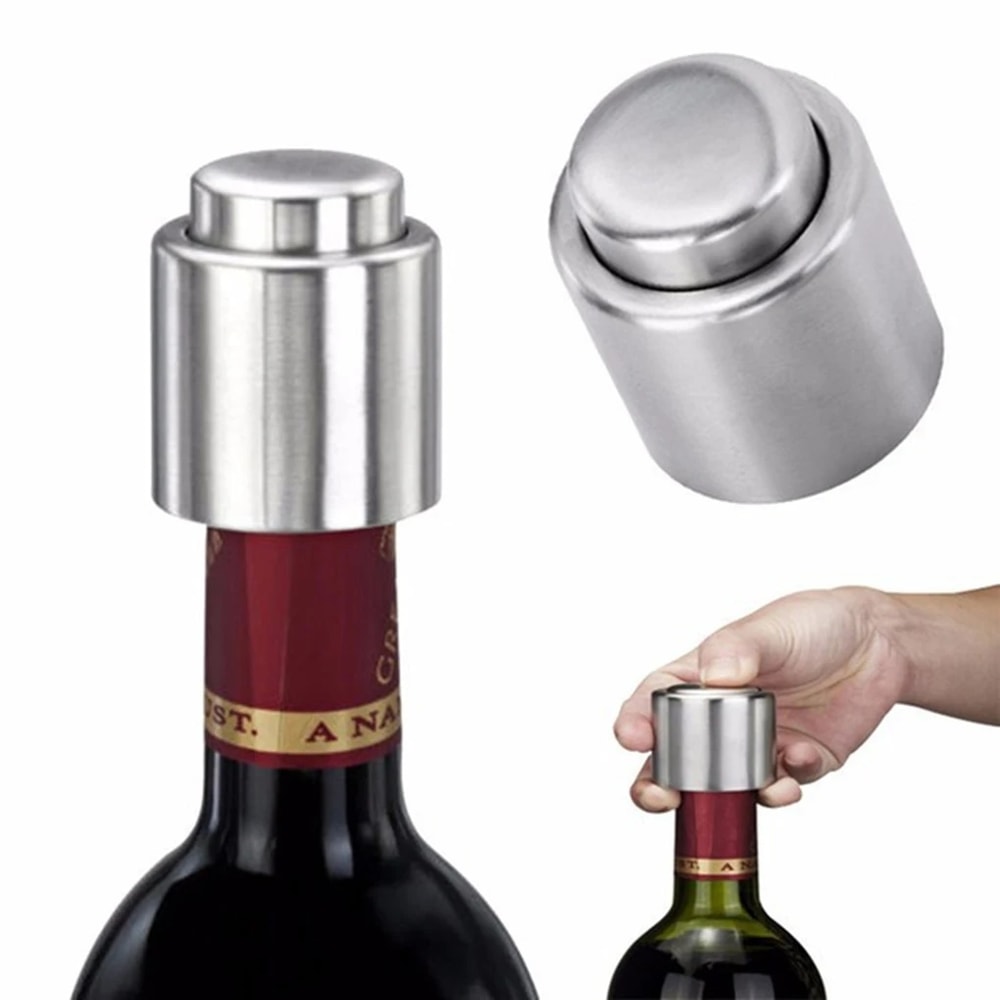 Stainless Steel Vacuum Wine Stopper Set Reusable Airtight Wine Bottle Sealer Caps