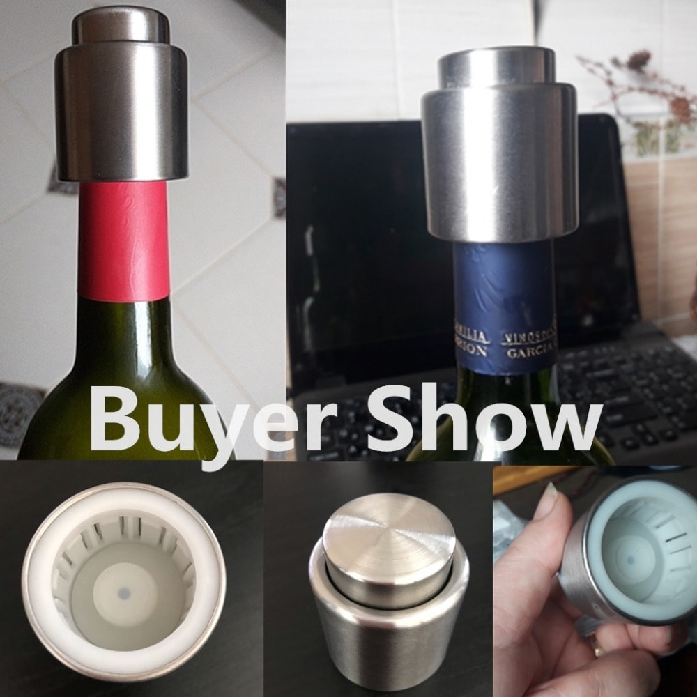 Stainless Steel Vacuum Wine Stopper Set Reusable Airtight Wine Bottle Sealer Caps